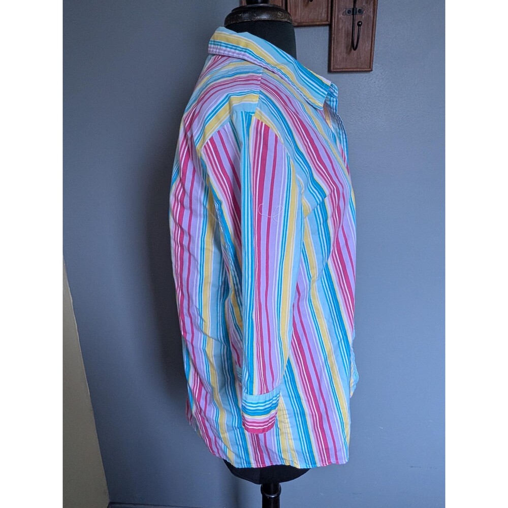 Vintage 80s Candy Stripe Blouse Size Large - Picture 8 of 13